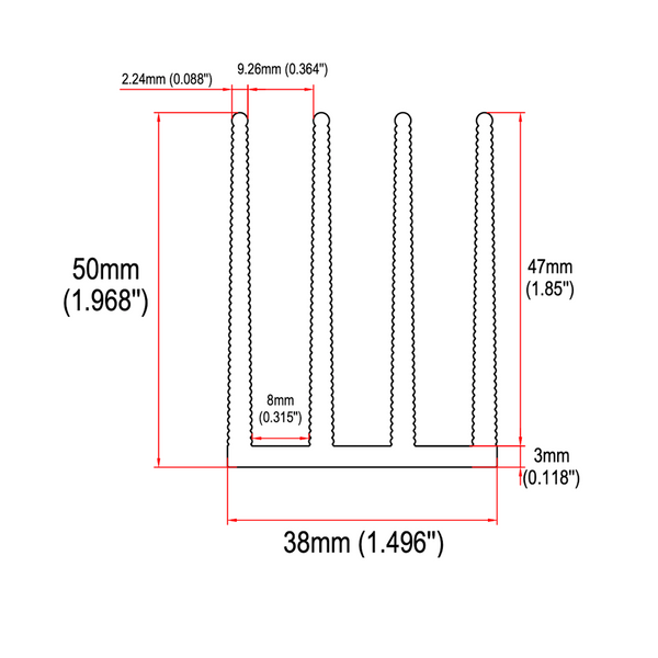 1.496'' (38mm) Wide Heatsink (1661AS)