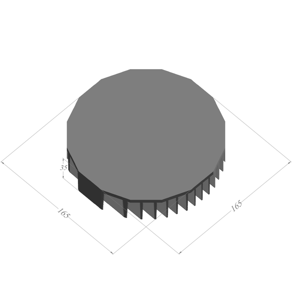 Diameter 6.5'' (165mm) H:1.38'' (35mm)