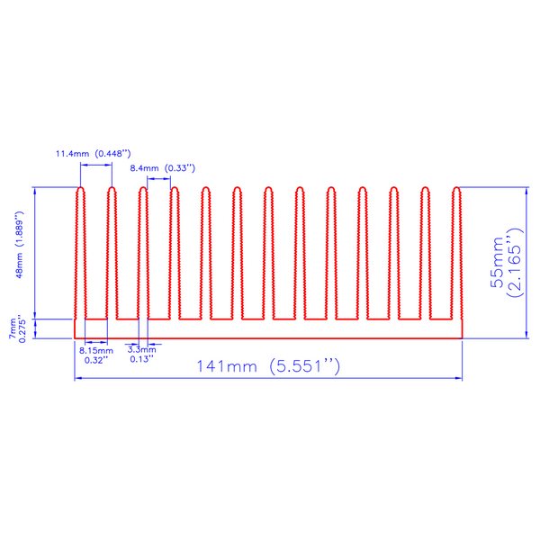 5.551'' (141mm) Wide Heatsink (665AS)
