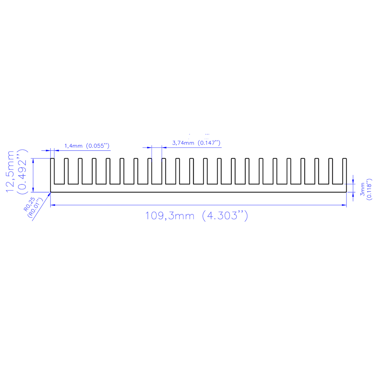 4.303'' (109.3mm) Wide Heatsink (851AS)