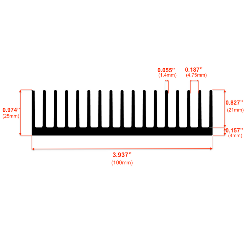 3.937'' (100mm) Wide Heatsink (100AS)