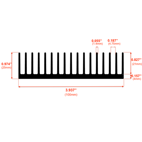3.937'' (100mm) Wide Heatsink (100AS)