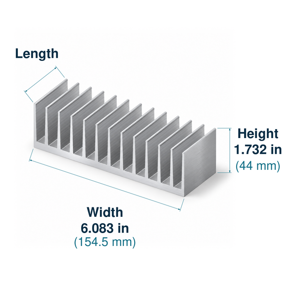6.083'' (154.5mm) Wide Heatsink (1960AS)