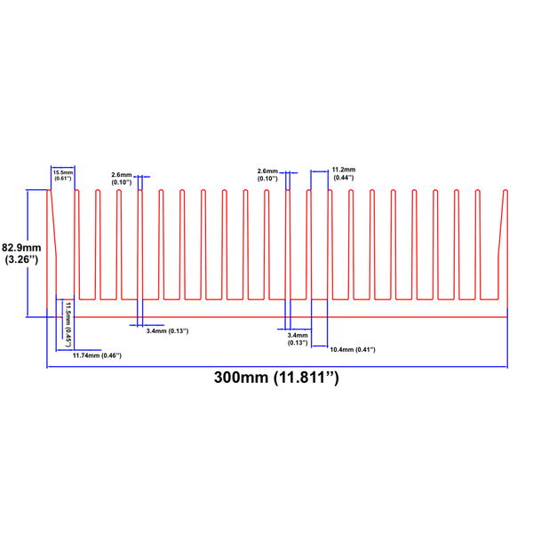 11.811'' (300mm) Wide Heatsink (383AS)