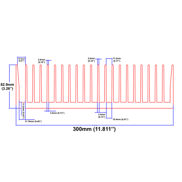 11.811'' (300mm) Wide Heatsink (383AS)