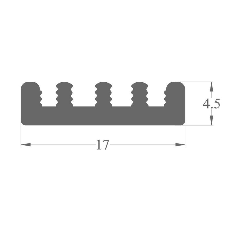 W:0.67'' (17mm) H:0.18'' (4.5mm)