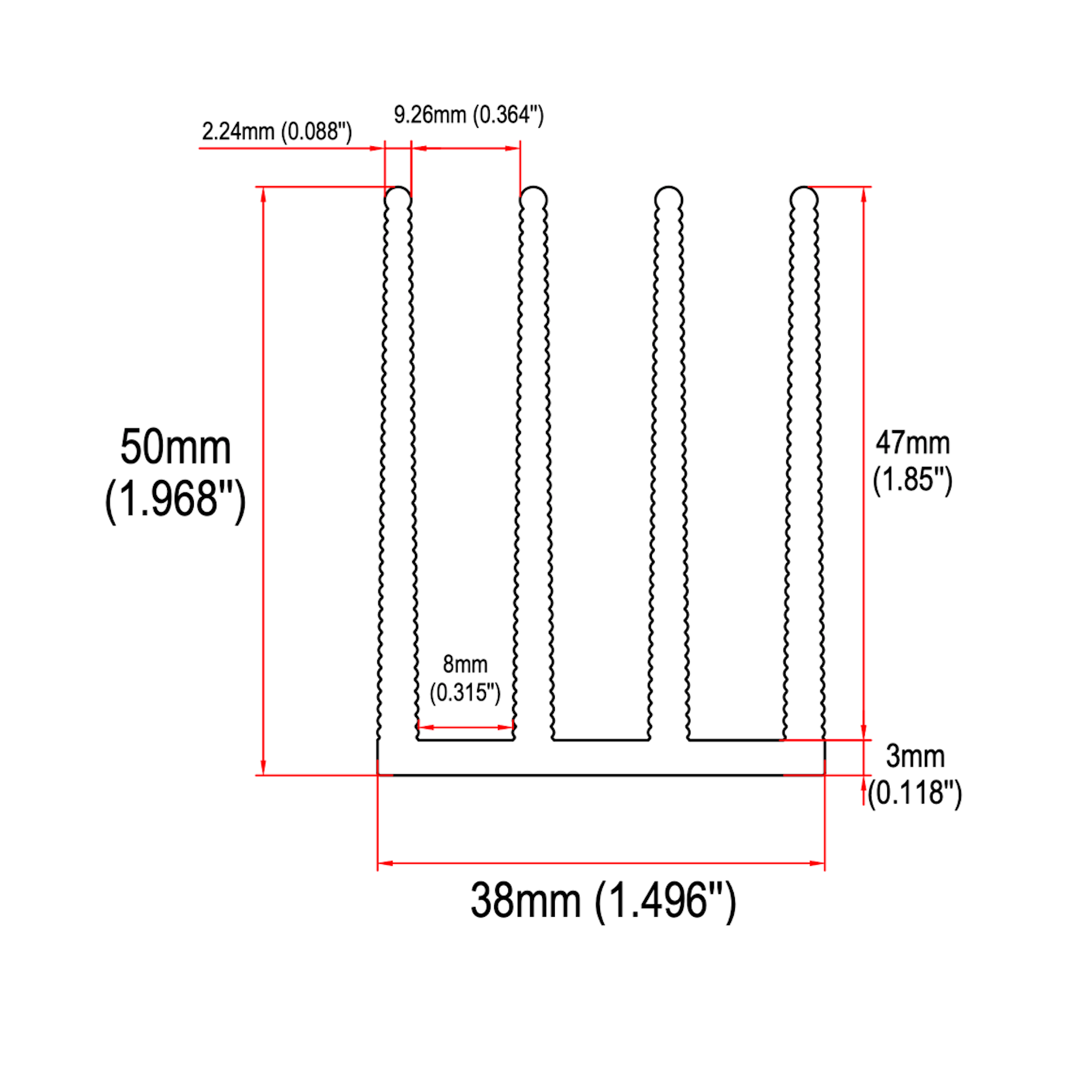 1.496'' (38mm) Wide Heatsink (1661AS) – HEATSINKONLINE