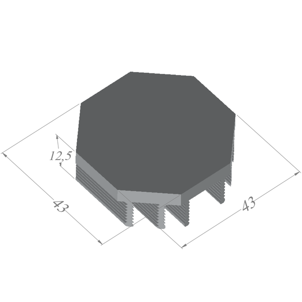 Diameter ⌀1.69'' (⌀43mm) H:0.49'' (12.5mm)