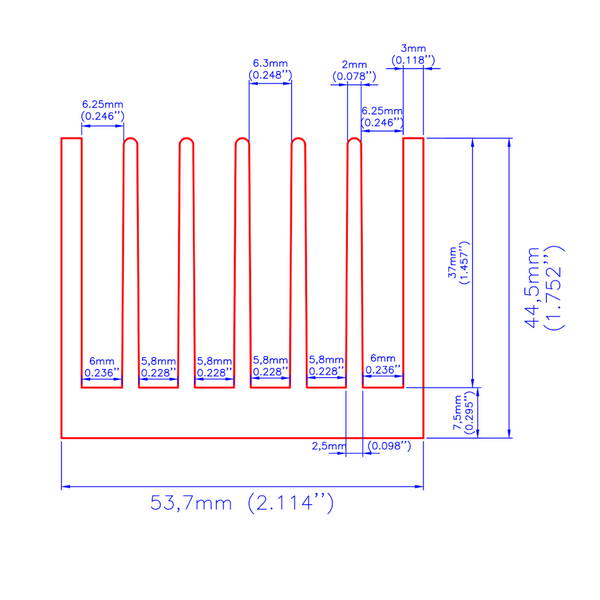 2.114'' (53.7mm) Wide Heatsink (253AS)