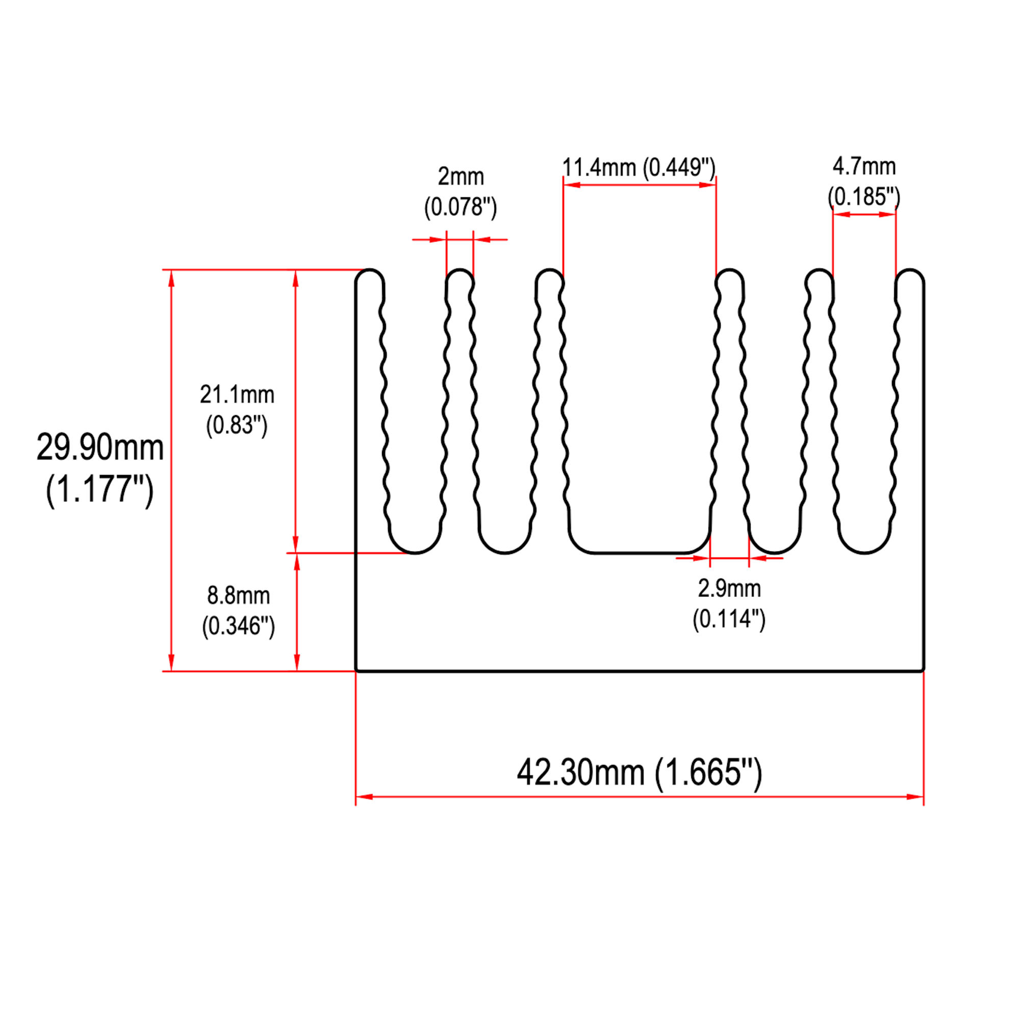 1.665'' (42.3mm) Wide Heatsink (262AS) – HEATSINKONLINE