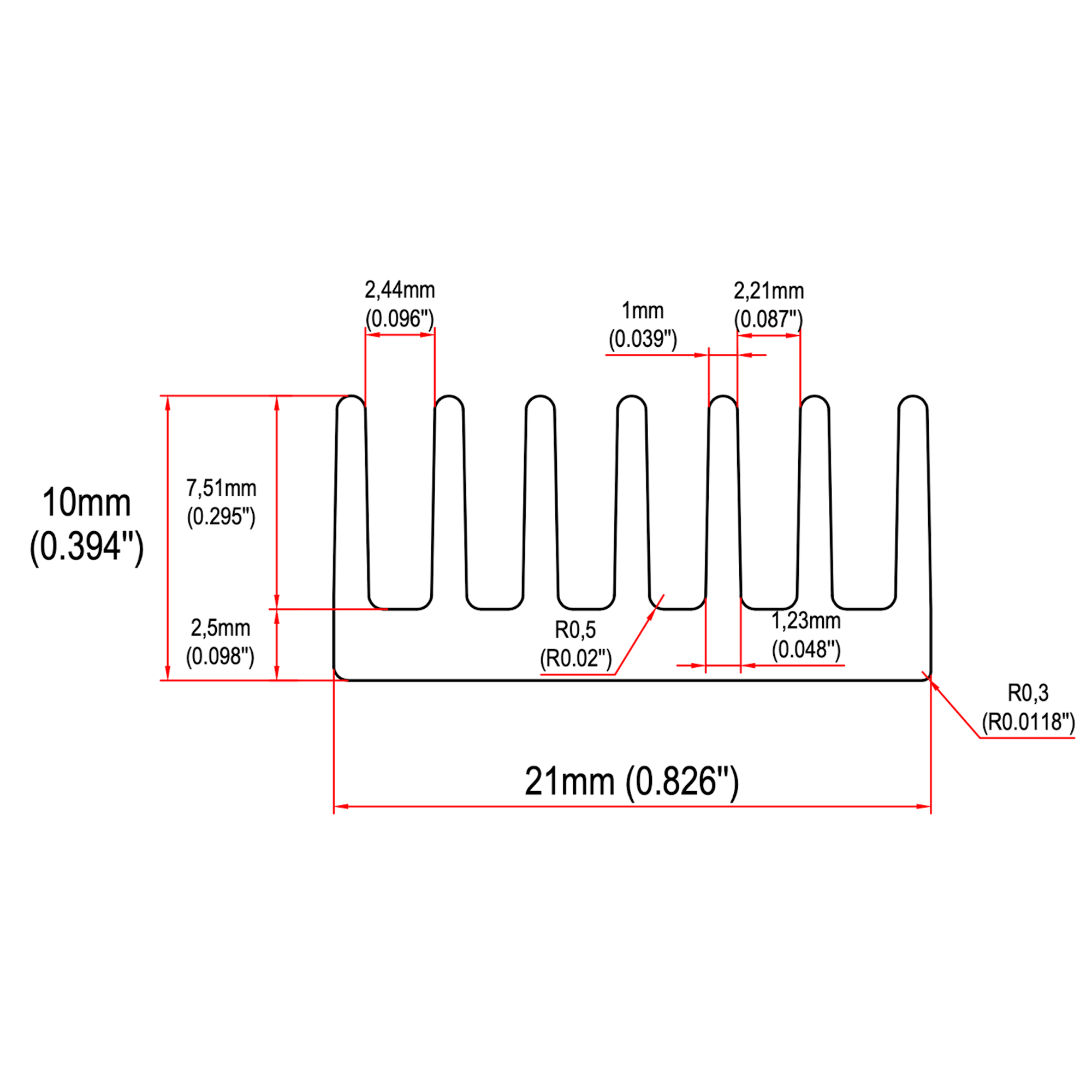 0.827'' (21mm) Wide Heatsink (821AS) – HEATSINKONLINE
