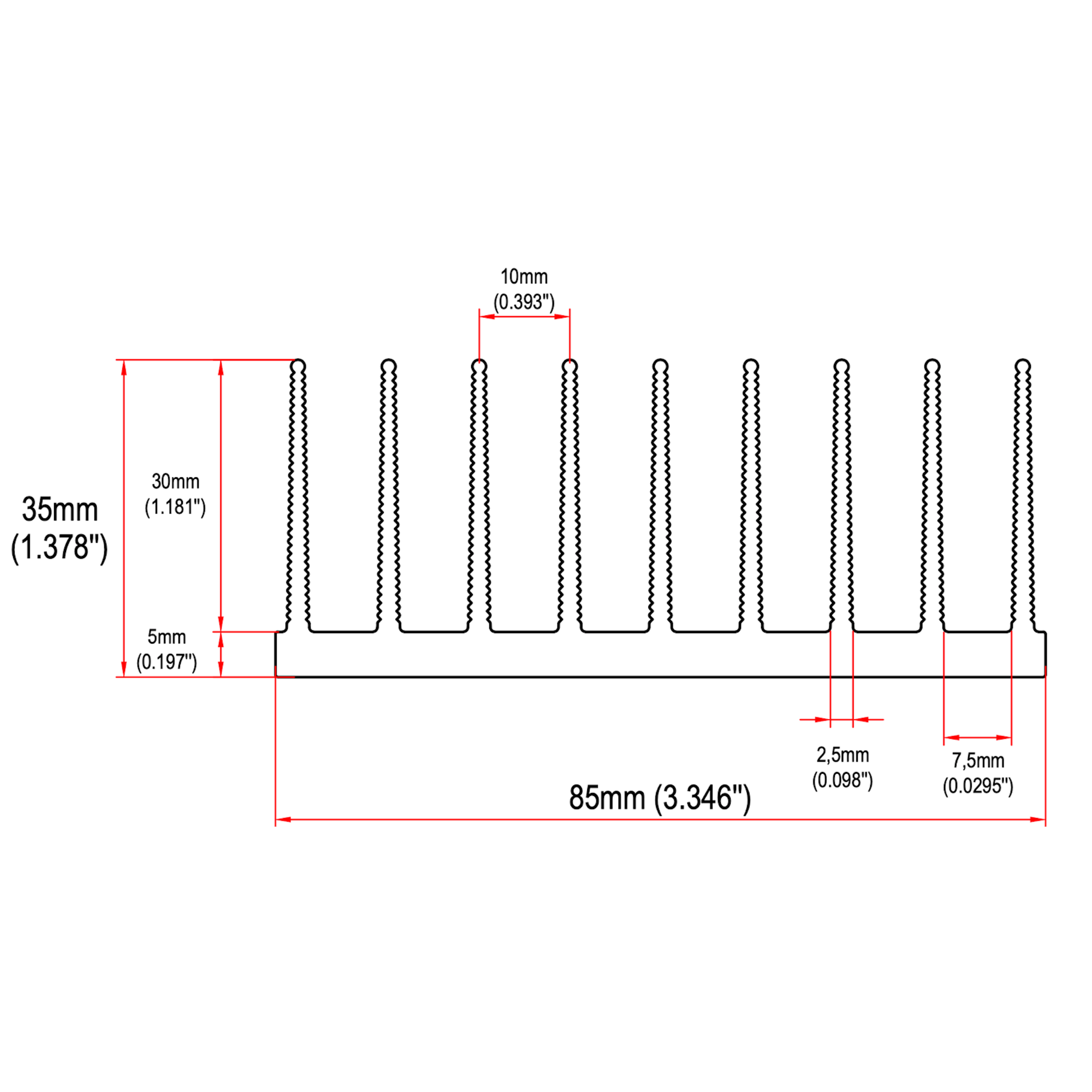 3.346'' (85mm) Wide Heatsink (860AS) – HEATSINKONLINE